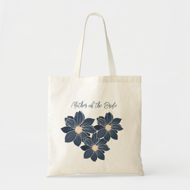 Personalised Bridal Party Gift Blue Floral Tote Bag (Front)