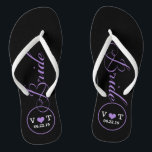 Personalised Bridal (purple) Flip Flops<br><div class="desc">Fun,  custom black and purple bridal wedding flip flops.</div>