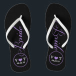 Personalised Bridal (purple) Flip Flops<br><div class="desc">Fun,  custom black and purple bridal wedding flip flops.</div>