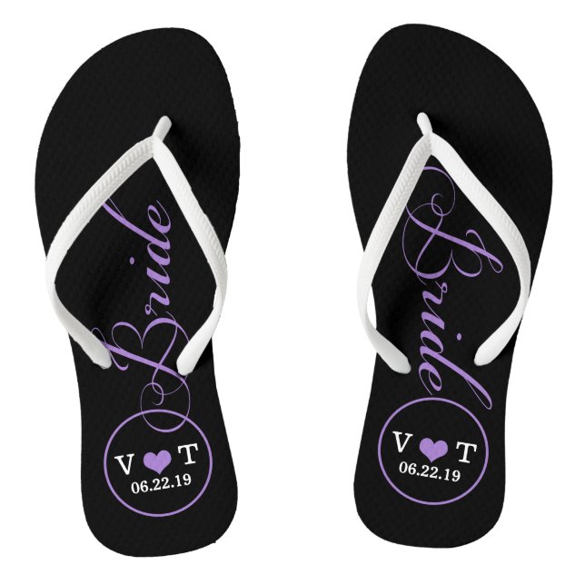 Personalised Bridal (purple) Flip Flops (Footbed)