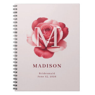 Personalised Bridal Rose Name Wedding Date Notebook
