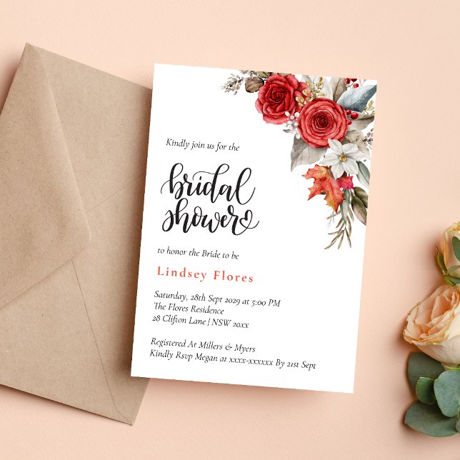 Personalised Bridal Shower Floral Rose Greenery Invitation (Creator Uploaded)