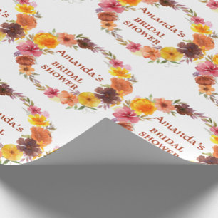 Personalised Bridal shower Floral Wreath Wrapping Paper