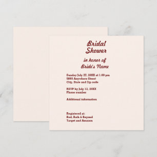 Personalised Bridal Shower Invitation Square Card