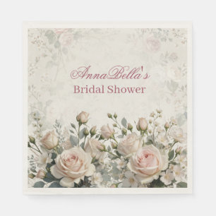 Personalised Bridal Shower Napkins Blush Rose