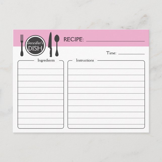 Personalised Bridal Shower Recipe Card (Front)