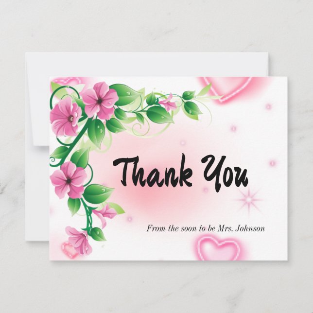 Personalised Bridal Shower Thank You Card (Front)