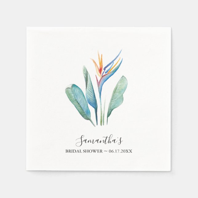 Personalised Bridal Shower Tropical Flower Napkin (Front)