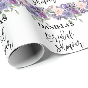 Personalised Bridal shower Violet Floral Wrapping Paper