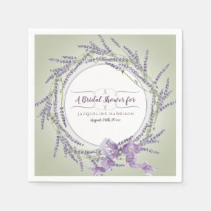 Personalised Bridal Shower Watercolor Lavender Art Napkin