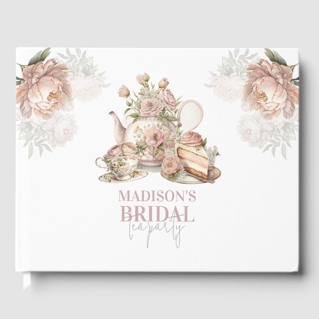 Personalised Bridal Tea Party floral Guest Book (Front)