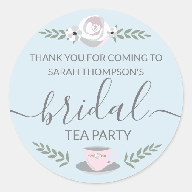 Personalised Bridal Tea Party flower illustration Classic Round Sticker (Front)