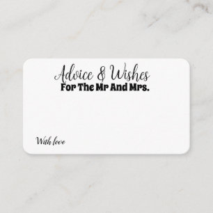 Personalised Bride And Groom Advice Wishes Enclosure Card