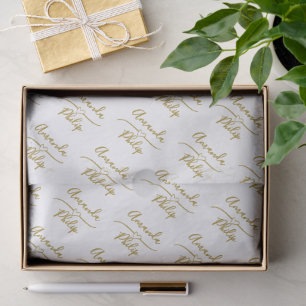 Personalised Bride and Groom Gold and White  Tissue Paper