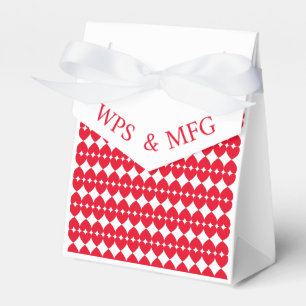 Personalised Bride and Groom Monograms, Red Hearts Favour Box
