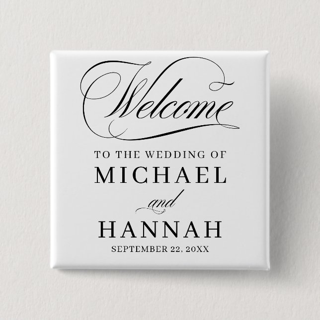 Personalised Bride and Groom Name Favour 15 Cm Square Badge (Front)