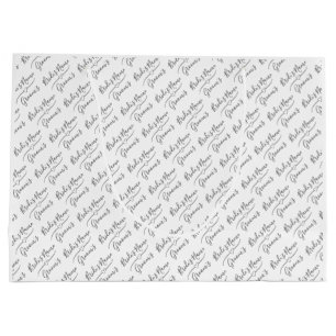 Personalised Bride and Groom Names Silver, White  Large Gift Bag