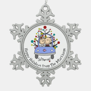 Personalised Bride and Groom Snowflake Ornament