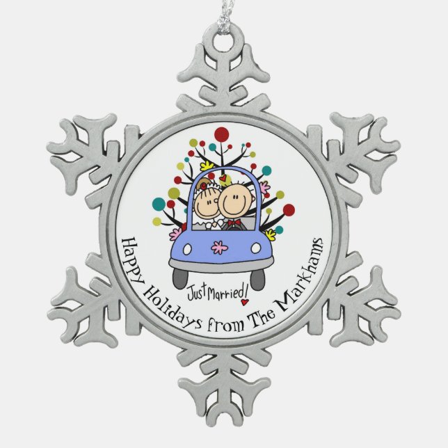 Personalised Bride and Groom Snowflake Ornament (Front)