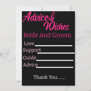 Personalised Bride And Groom Wedding Advice Card's
