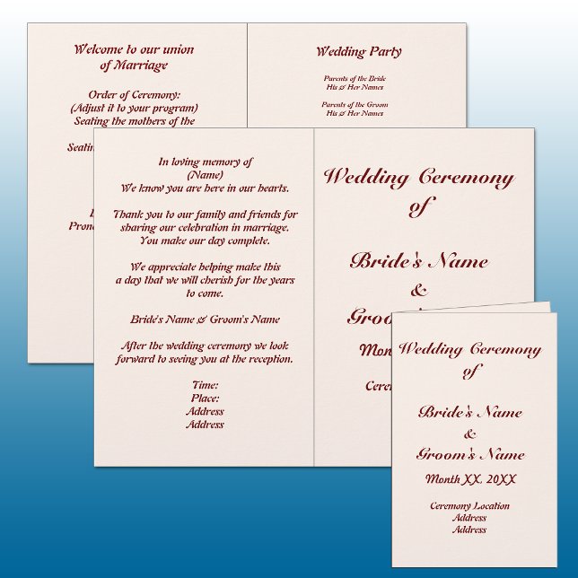 Personalised Bride and Groom Wedding Program Flyer (Personalized Bride and Groom Wedding Program Flyer)