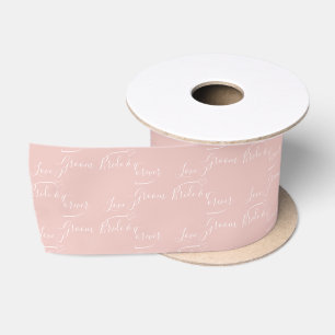 Personalised Bride and Groom White and Rose Gold Satin Ribbon