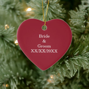 Personalised Bride and Groom with Date Ceramic Tree Decoration