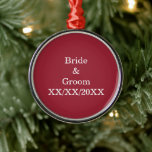 Personalised Bride and Groom with Date Metal Tree Decoration<br><div class="desc">Personalised Bride and Groom with Date Metal Ornament. Personalise this template with your photo and text. Edit it to make more changes.</div>