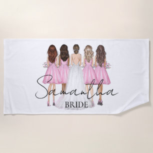 Personalised Bride Custom Name Gift Beach Towel