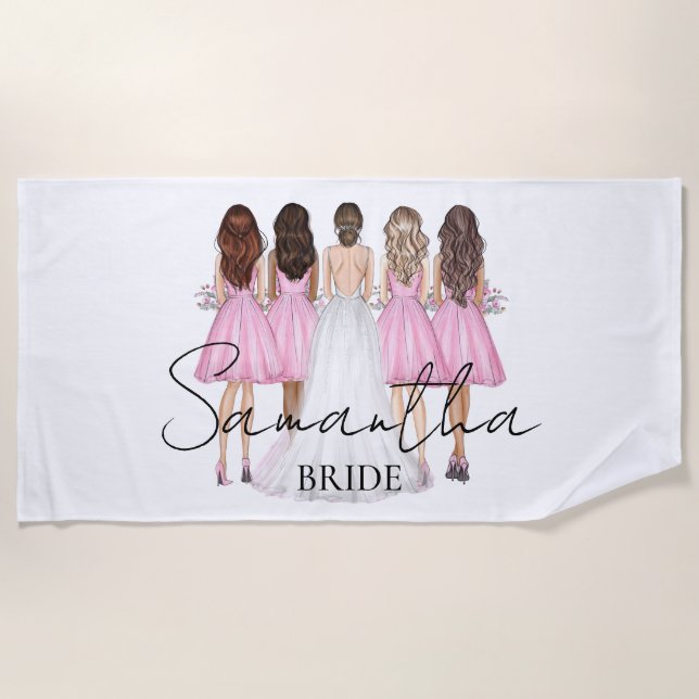 Personalised Bride Custom Name Gift Beach Towel (Front)