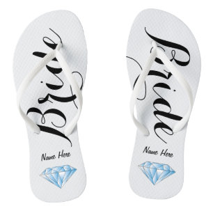 Personalised Bride Flip Flops with Diamond