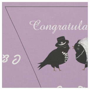 Personalised Bride Groom Birds DIY Wedding Bunting Fabric
