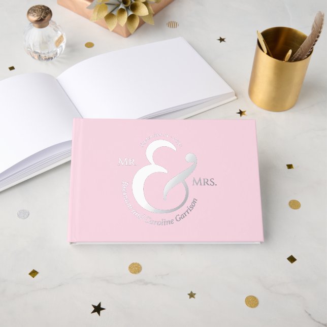 Personalised Bride Groom Names Gold Guest Book (Front Open)