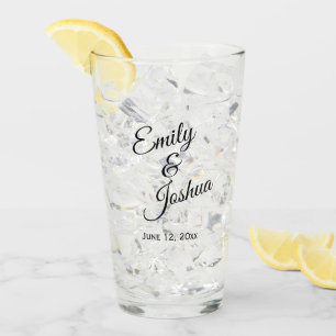 Personalised Bride Groom Names Wedding Glass