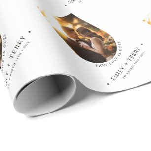 Personalised Bride & Groom Names Wedding Photo Wrapping Paper