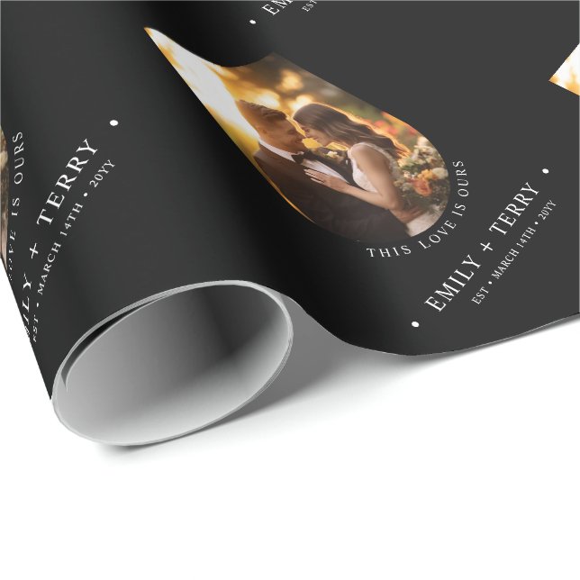 Personalised Bride & Groom Names Wedding Photo Wrapping Paper (Roll Corner)