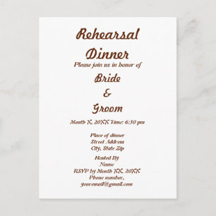 Personalised Bride & Groom Rehearsal Dinner Invitation Postcard