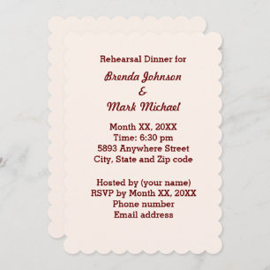Personalised Bride & Groom Rehearsal Dinner Invite