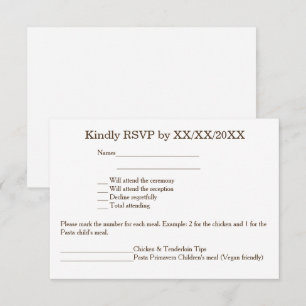 Personalised Bride & Groom RSVP and Menu Card
