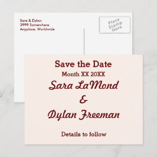 Personalised Bride & Groom Save the Date Postcard