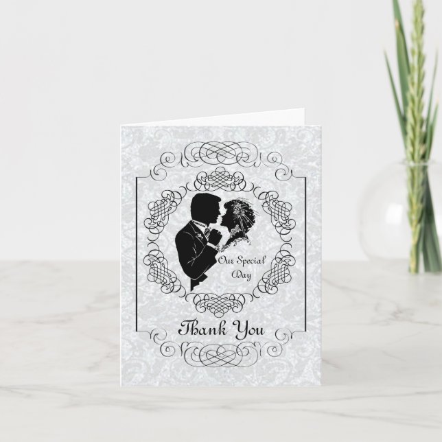 Personalised Bride & Groom Silhouette Note Card (Front)