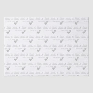 Personalised Bride & Groom Silver Hearts Wedding Tissue Paper