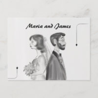 Personalised Bride & Groom - Vintage Postcard