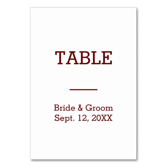 Personalised Bride & Groom Wedding Table Card (Front)