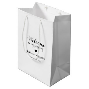 Personalised Bride & Groom Wedding Welcome White Medium Gift Bag