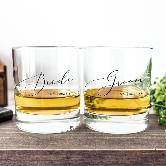 Personalised Bride & Groom Wedding Whiskey Glass (Creator Uploaded)