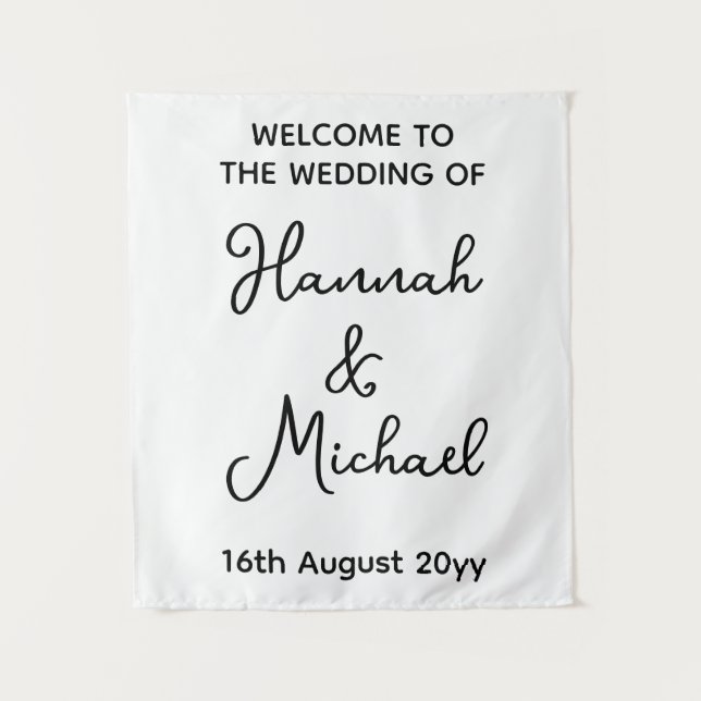 Personalised Bride Groom Welcome to Wedding Fabric Tapestry (Front)