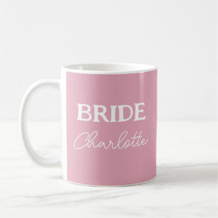 Personalised Bride Pink And White Name Coffee Mug