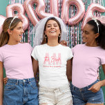 Personalised Bride| Pink Monogram Future Mrs T-Shirt<br><div class="desc">Get ready to celebrate in style with this custom bride t-shirt featuring a soft pink monogram background and elegant script font reading “The Bride” along with her future last name. It’s the perfect tee for bridal showers, bachelorette parties, engagement photo shoots, or getting ready on the big day! Comfortable, flattering,...</div>