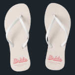 Personalised Bride Pink Retro Beach Flip Flops<br><div class="desc">Retro Bride Flip Flops. Celebrate the happy couple with these stylish and personalised flip flops, featuring the word "Bride" in a bold and playful pink and red retro font. Perfect for the bride-to-be, these flips flops are a unique and practical gift she'll enjoy using before and after the big day....</div>